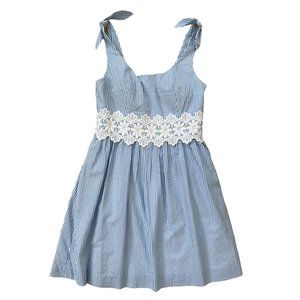 Lilly Pulitzer Tessa Dress in Coastal Blue Seersucker size 6 Like New Sleeveless